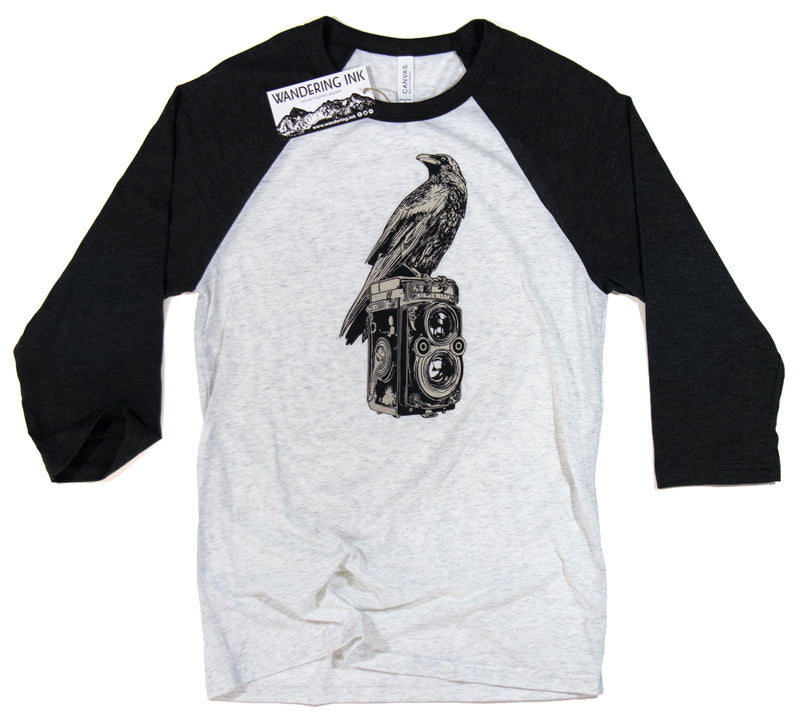 Crow & Camera 3/4 Sleeve Baseball Tee